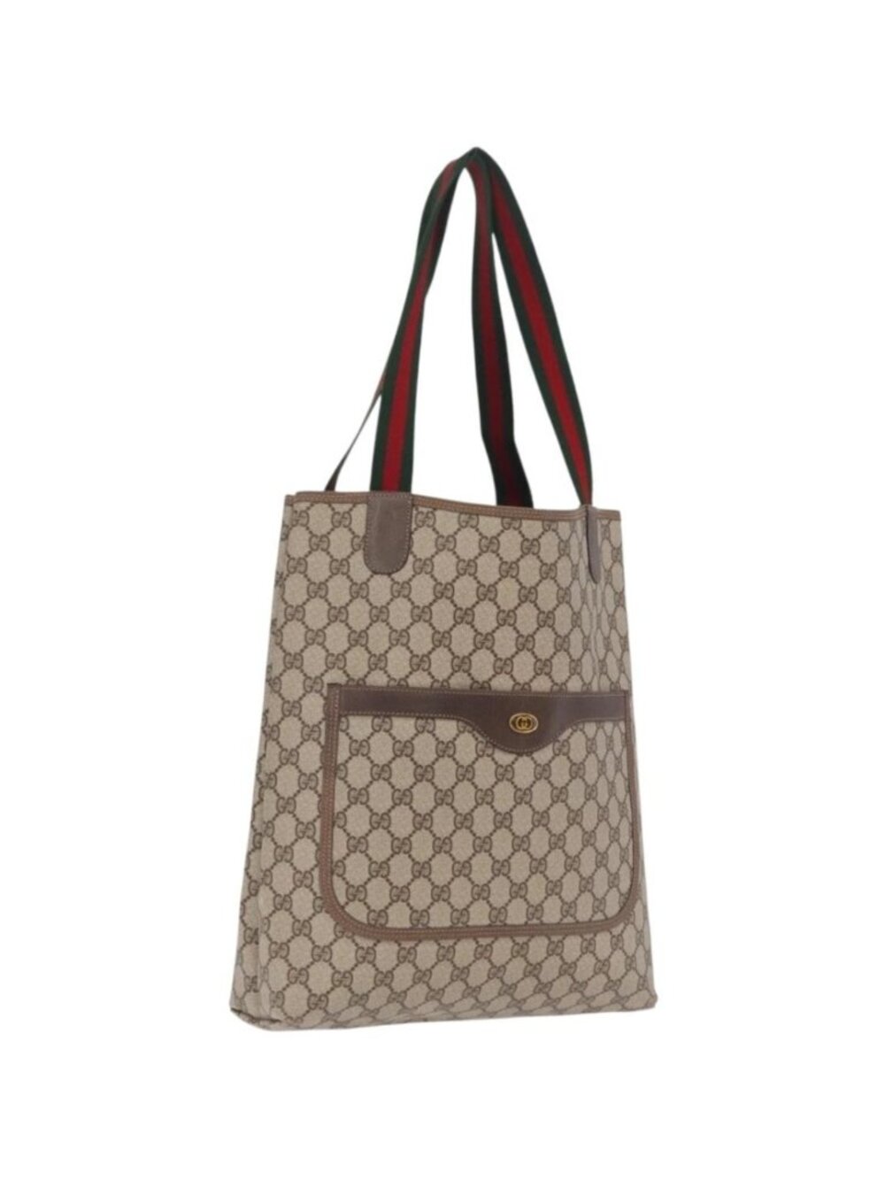 GUCCI GG Supreme Web Sherry Line Tote Bag PVC Beige Gold 39 02 003